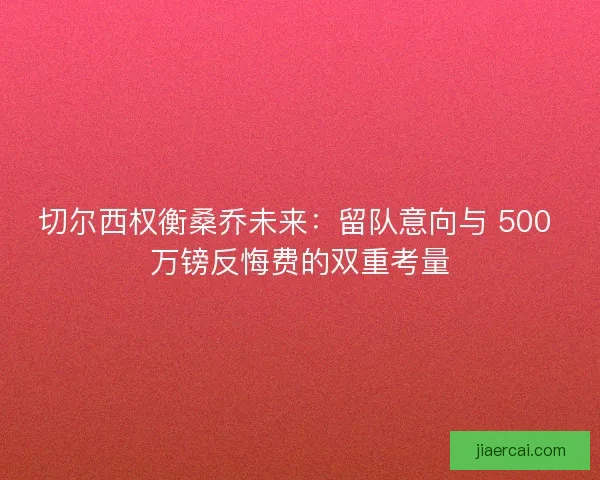 切尔西权衡桑乔未来：留队意向与 500 万镑反悔费的双重考量