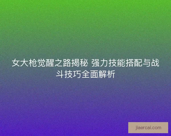 女大枪觉醒之路揭秘 强力技能搭配与战斗技巧全面解析