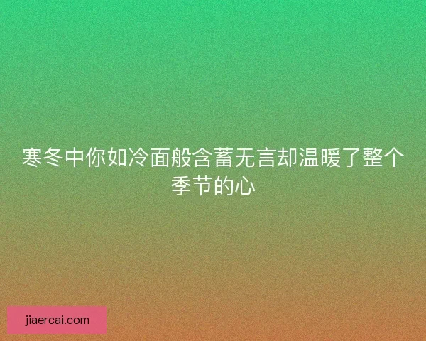 寒冬中你如冷面般含蓄无言却温暖了整个季节的心